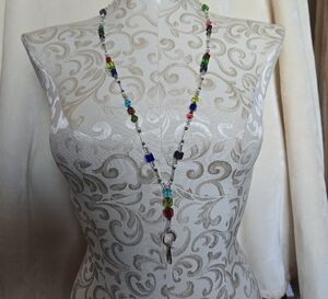 Hand Crafted Multicolor Beaded Necklace Lanyard with Key Holder